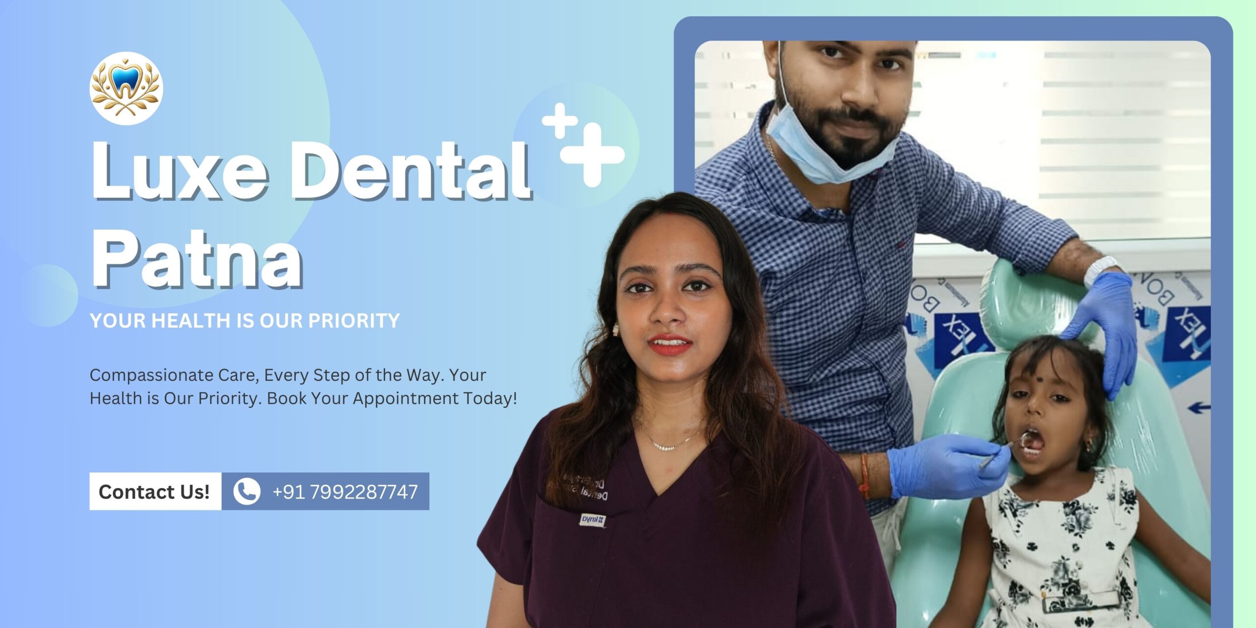 Light Blue Vibrant Modern Medical Care Banner